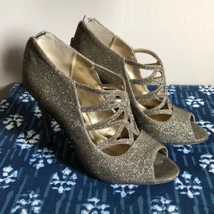 Bronze Metallic Peep Toe Sandals